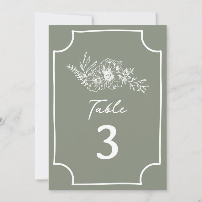 Botanical Floral Sage Green Wedding Invitation (Front)