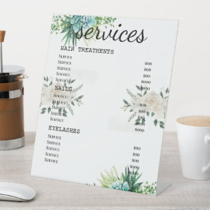 Botanical Floral Salon Price List Sign