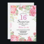 Botanical Floral Surprise 16th Birthday Invitation<br><div class="desc">Botanical Floral Surprise 16th Birthday Invitation. Floral Pink Peonies Birthday Invitation for Girl. Watercolor Floral Flower. Elegant Pink Rose and Peony Flowers. Kids Birthday. White Background. Black and White. 13th 15th 16th 18th 20th 21st 30th 40th 50th 60th 70th 80th 90th 100th, Any Ages. For further customisation, please click the...</div>