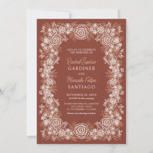 Botanical Floral Terracotta Wedding Invitation