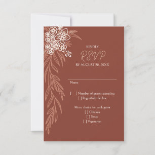 Botanical Floral Terracotta Wedding RSVP Card