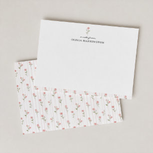 Botanical Floral Watercolor Blush Pink Wildflower Card