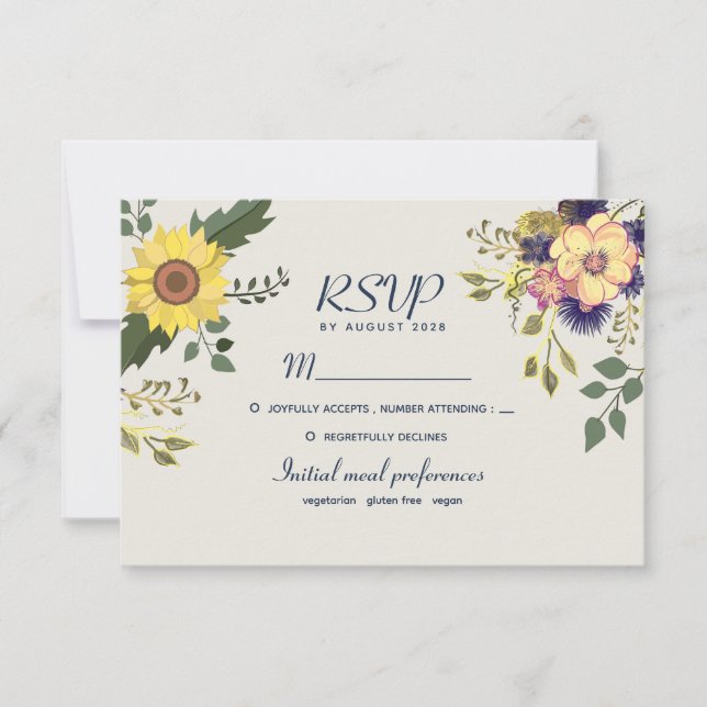 Botanical Floral Wedding RSVP Card (Front)