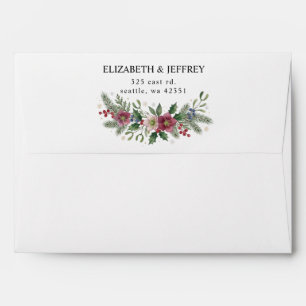 Botanical Floral Winter Christmas Wedding Envelope