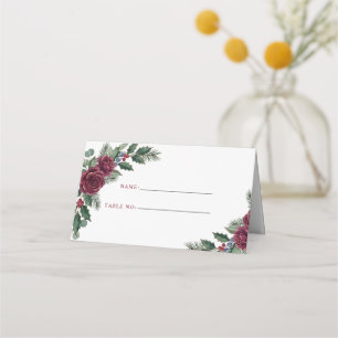 Botanical Floral Winter Christmas Wedding Place Card