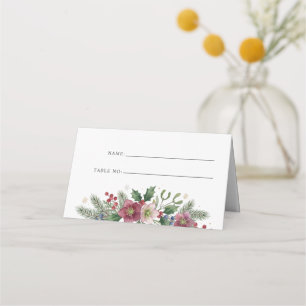Botanical Floral Winter Christmas Wedding Place Card