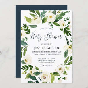 Botanical Floral Wreath Baby Shower Invitation