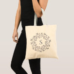 Botanical Floral Wreath Monogram Tote Bag<br><div class="desc">Delicate botanical meadow flower wreath in muted blue,  monogram tote bag. Customise text font style,  colour and size.</div>