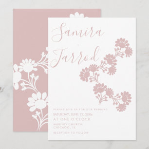 Botanical Floral Wreath Muted Wedding Invitations