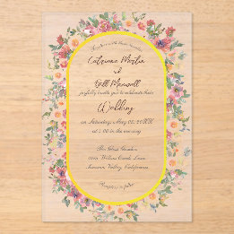 Botanical Florals Acrylic Wedding Invitation