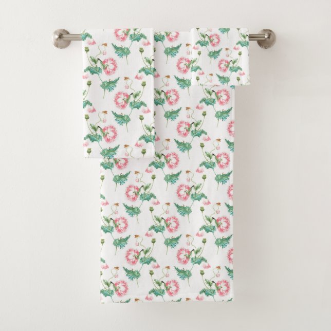 Botanical Flower and Bee Bath Towel Set (Insitu)
