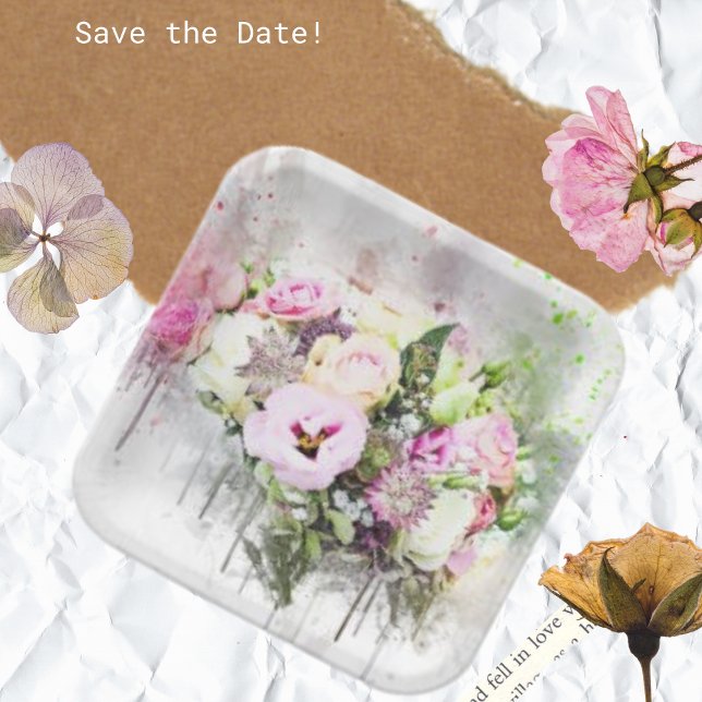 Botanical Flower Bouquet Art Abstract Paper Plate (Creator Uploaded)