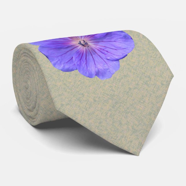 Botanical Flower Bright Blue Geranium Photo Tie (Rolled)