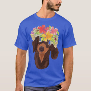 Botanical Flower Crown Animal Dog Lover Pet Dachsh T-Shirt
