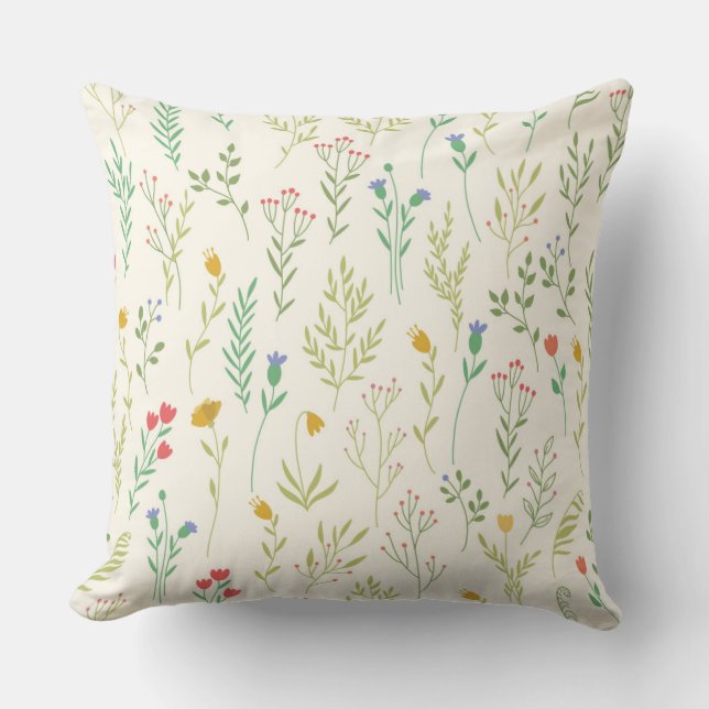 Botanical Flower Floral Pattern 20" x 20" Cushion (Front)