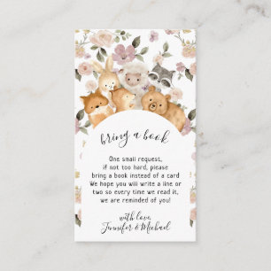 Botanical Flower Forest Baby Animal Bring a Book Enclosure Card