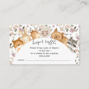 Botanical Flower Forest Baby Animals Diaper Raffle Enclosure Card