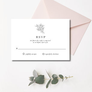 Botanical Flower Monogram Wedding RSVP Card