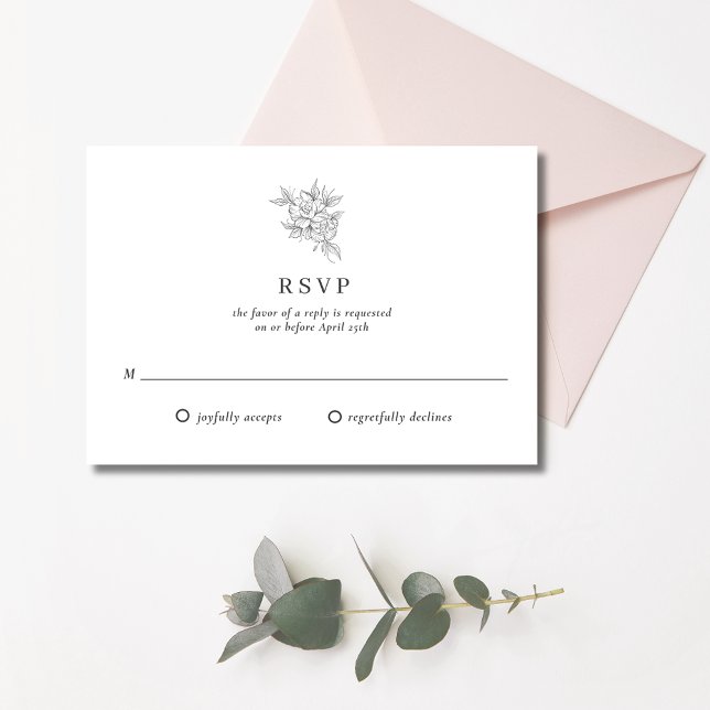 Botanical Flower Monogram Wedding   RSVP Card (Botanical Flower Monogram Wedding RSVP Card)