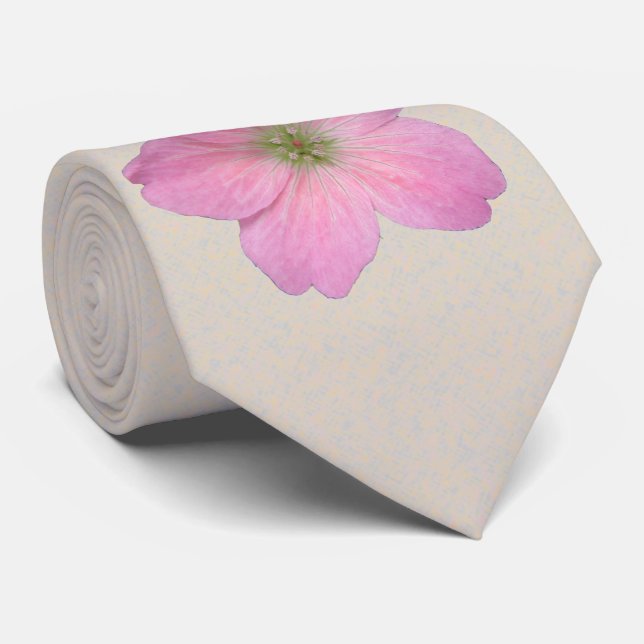 Botanical Flower Pink Geranium Photo Tie (Rolled)