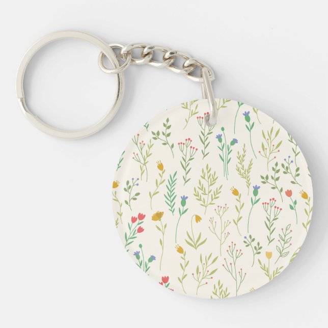  Botanical Flower Spring Floral Acrylic Key Ring (Front)