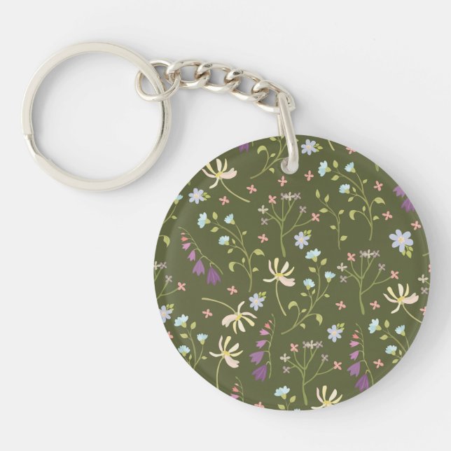  Botanical Flower Spring Floral Acrylic Key Ring (Front)