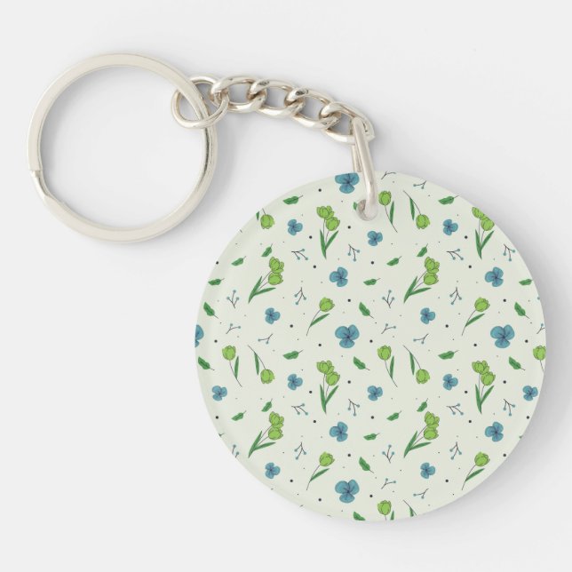  Botanical Flower Spring Floral Acrylic Key Ring (Front)