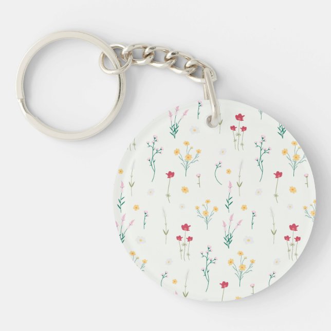  Botanical Flower Spring Floral Acrylic Key Ring (Front)
