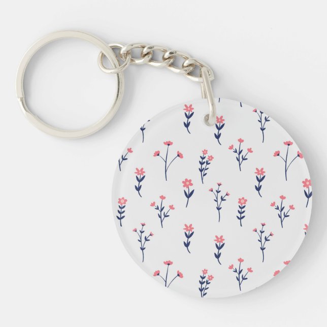  Botanical Flower Spring Floral Acrylic Key Ring (Front)