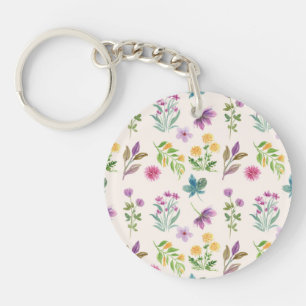  Botanical Flower Spring Floral Acrylic Key Ring