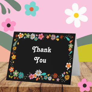 Botanical Flowers 70's inspired Thank You Card