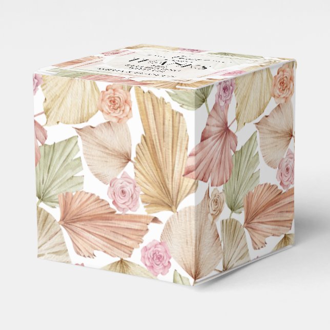 Botanical Flowers and Leaves Boho Bridal Shower Favour Box (Front Side)