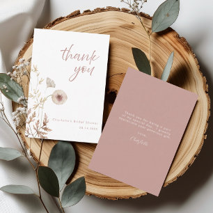 Botanical Flowers Blush Pink Bridal Shower Thank You Card
