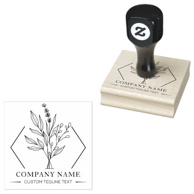 Botanical Flowers Custom Company Name Rubber Stamp (Stamped)