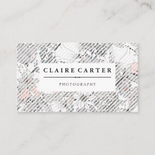 Botanical Flowers Floral Diagonal Stripes Business Card