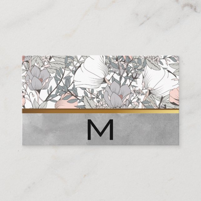 Botanical Flowers Flowers Gold Metal Business Card (Front)