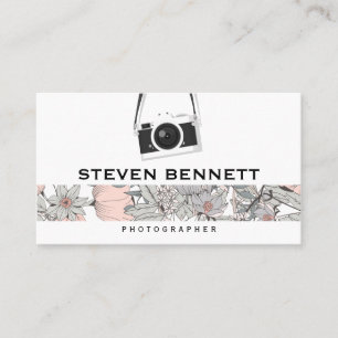 Botanical Flowers   Hanging Vintage Camera Business Card