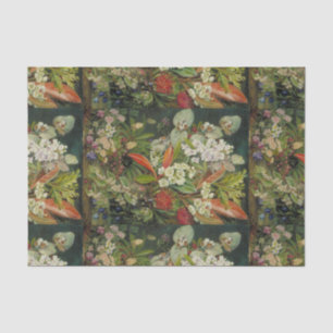 Botanical Flowers on Dark Background Tissue Paper