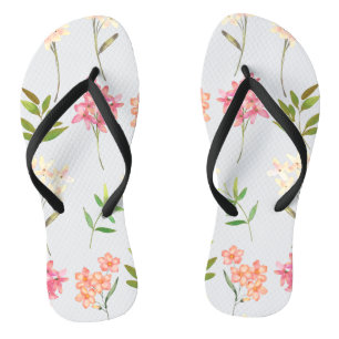 Botanical flowers print traditional cottage style jandals