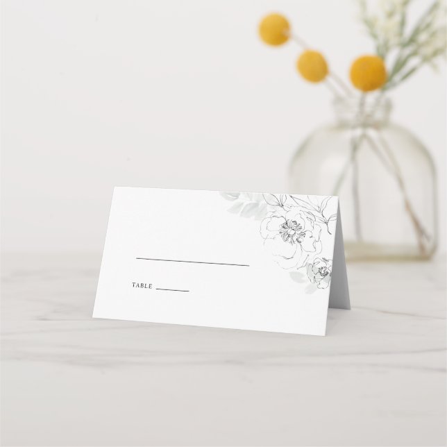 Botanical Foliage Illustration Wedding Place Card (Front)