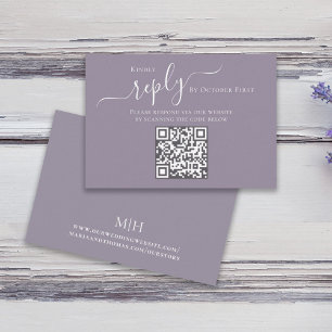 Botanical Foliage Lavender Wisteria QR Code RSVP Enclosure Card