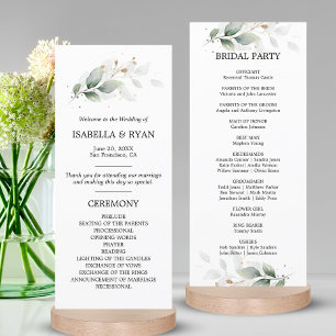 Botanical Foliage Leaves Green Gold Ceremony Programme