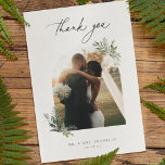Botanical Foliage Olive Green Wedding Photo Thank You Card<br><div class="desc">Botanical Foliage,  wedding photo thank you card. Features,  template text lines for your names and personalised message.</div>