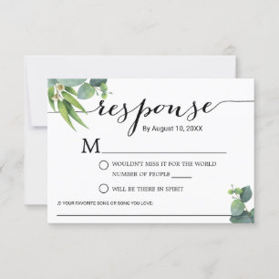 Botanical Foliage Song Request Wedding RSVP Card