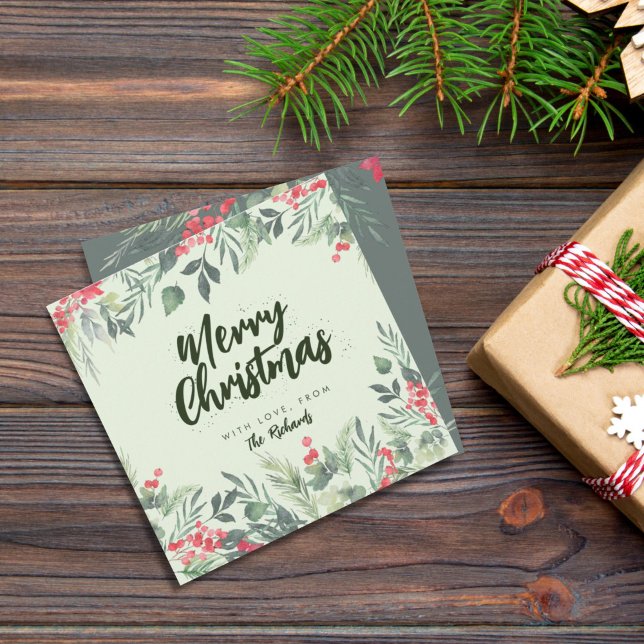 Botanical Foliage-themed Christmas Dinner Party  Holiday Card (Botanical Foliage-themed Christmas Dinner Party Invitation)