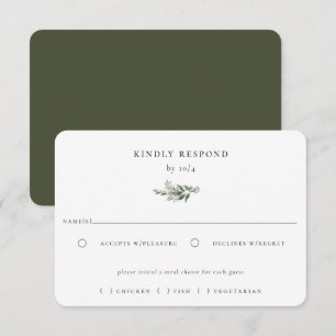 Botanical Foliage Wedding Meal Choice RSVP Card