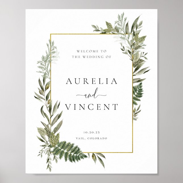 Botanical Foliage Wedding Welcome Poster (Front)