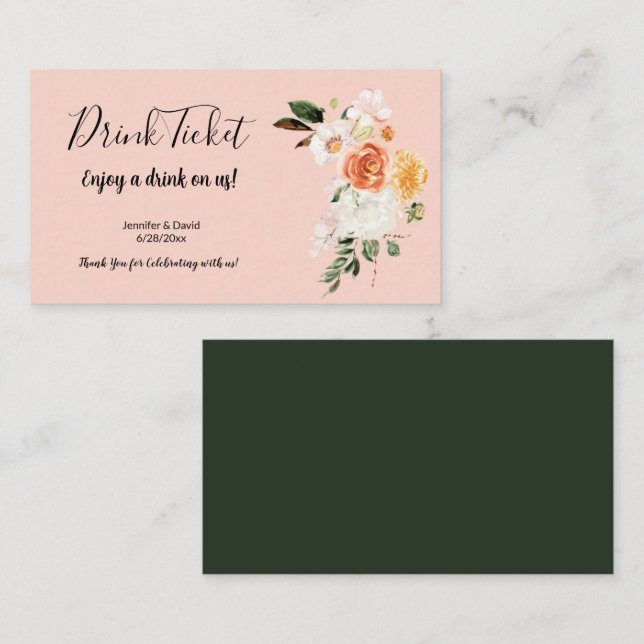 Botanical Forals Drink Ticket Enclosure Card (Front/Back)