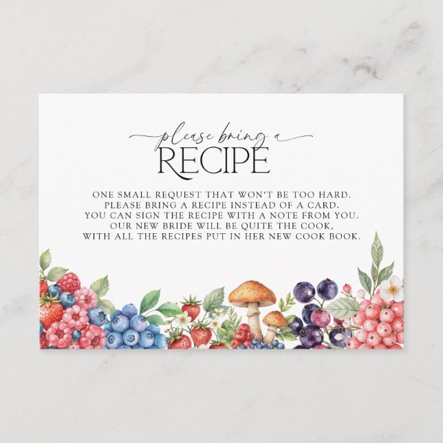 Botanical Forest Berries Please Bring A Recipe Enclosure Card (Front)