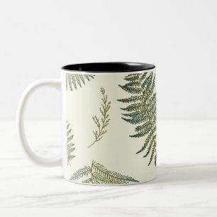 Botanical Forest Ferns 1.1 Yellow Cream BG Two-Tone Coffee Mug